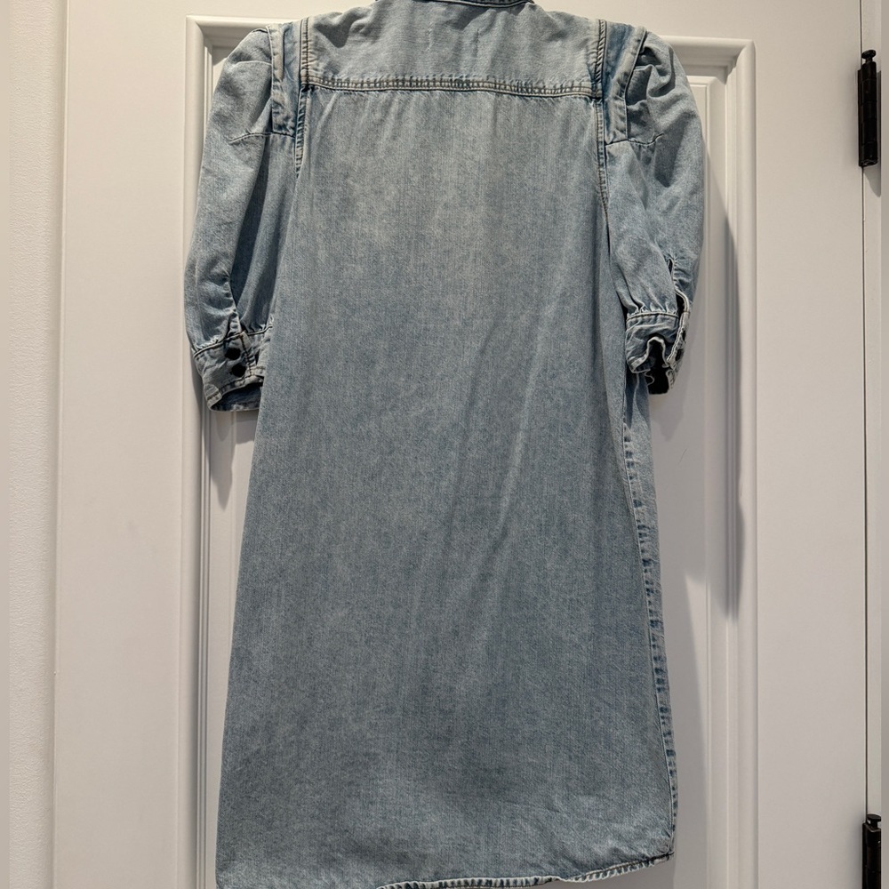 Frame Rosette Puff Sleeve Denim Shirt Dress Small - Picture 5 of 6